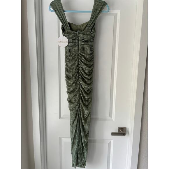 Oliana Embroidered Mesh Midi Dress Fern NWT Size XS - Picture 5 of 9